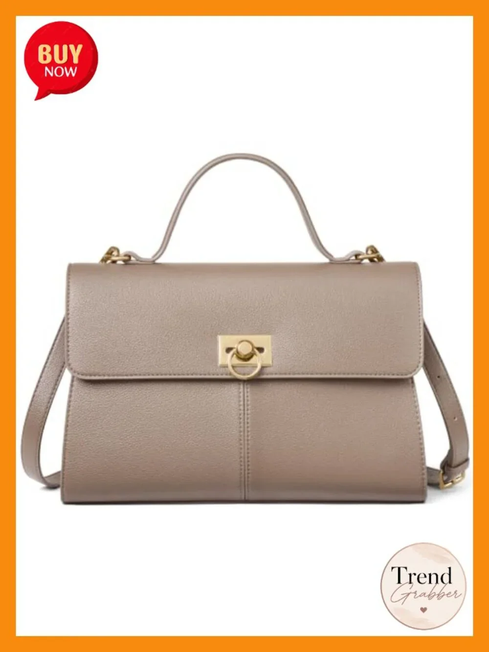 Structured Satchel Handbag Faux Leather Top Handle Purse Adjustable Strap
